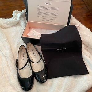🇫🇷Repetto Patent leather Mary Jane-style ballerina flats in black. EU41